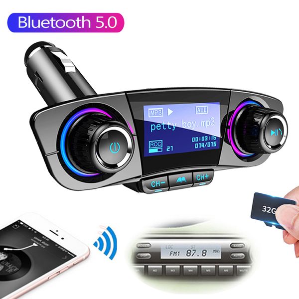 

jinserta bluetooth 5.0 handscar kit audio mp3 player tf usb wireless fm modulator with smart charge dual usb car charger