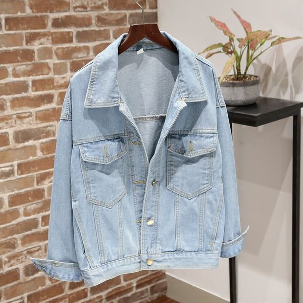 

solid vintage отложным воротником джинсовая куртка женщины с длинным рукавом свободные крупногабаритные карманы пальто однобортный свободная, Black;brown