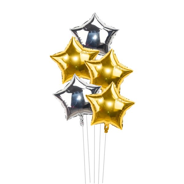 

5pcs 18inch gold silver foil star balloon wedding balloons decoration baby shower children's kids birthday party balloons globos