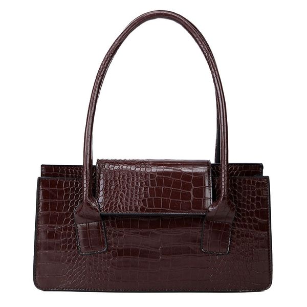 

pu leather lady handbag simple shoulder bag clutch coffee color