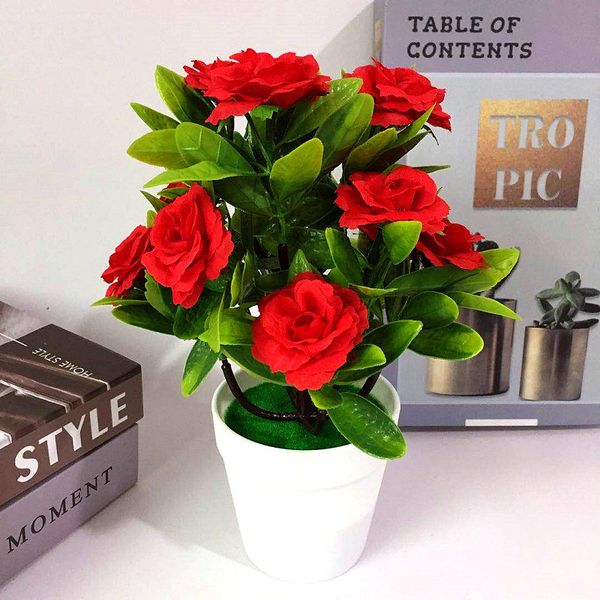 

искусственные поддельные розы цветок растение в горшке бонсай партии сад домашнего декора ремесло