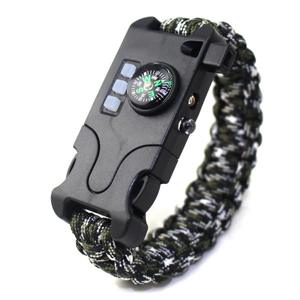

outdoor paracord 7 in 1 multifunctional survival laser flashlight bracelet hand-woven infrared equipment tool for camping