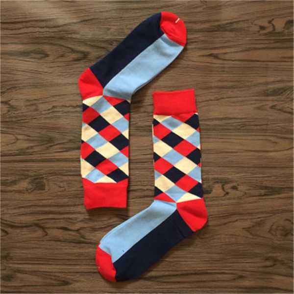 

sell 5 pair /lot luxury men socks bright colorful combed cotton socks funny argyle pattern casual dress socks wedding gift, Black