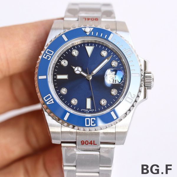 

new luxury mens watches 116610 diamond watch 2836/3135 blue spring mechanical watch 904l fine steel case size 40x13mm watch montre de luxe, Slivery;brown