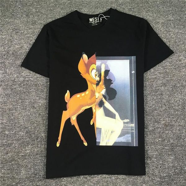 

2019 new short sleeve tee shirt deer printed t shirts men brand o-neck loose summer t-shirt for mens casual tshirt homme b131, White;black