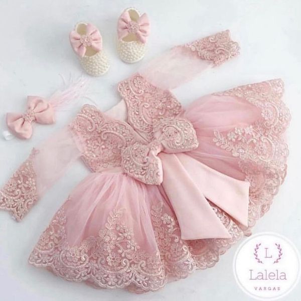 

long sleeve pink lace flower girls dresses ball gowns bow back long sleeve pink communication dress celebrity dress, Red;yellow