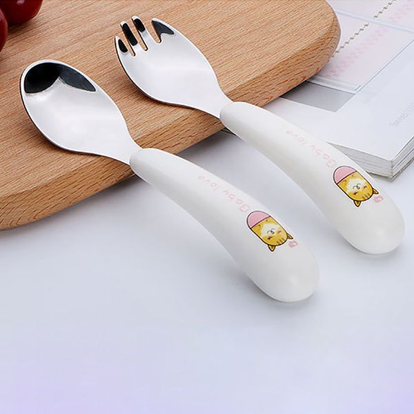 NEW Stainless Steel Kids Colorful Children Cutlery Set Fork /& Spoon Tableware CF