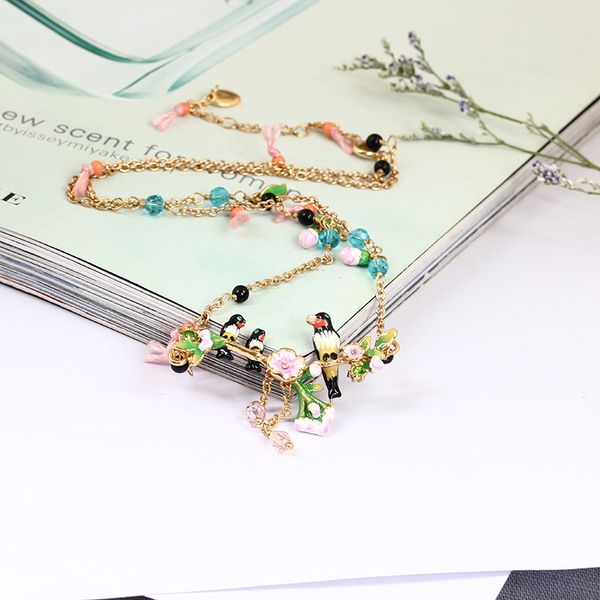

new arrivals swallow enamel glaze pendant necklace european women gold really plated jewelry ing, Silver