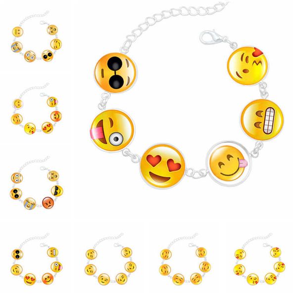 

funny qq expression time gemstone bracelet men and women silver jewelry dab126 link, chain jewelry bracelet, Black