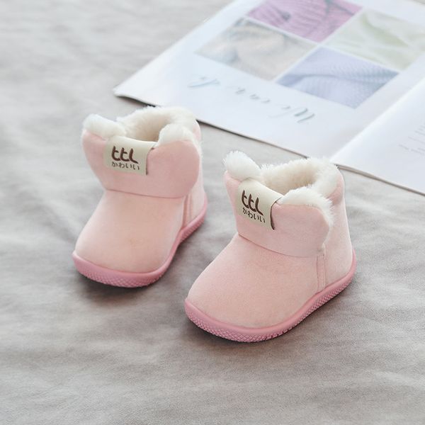

2019 winter infant toddler boots warm plush baby girls boys snow boots outdoor soft bottom non-slip child kids shoes, Black;grey