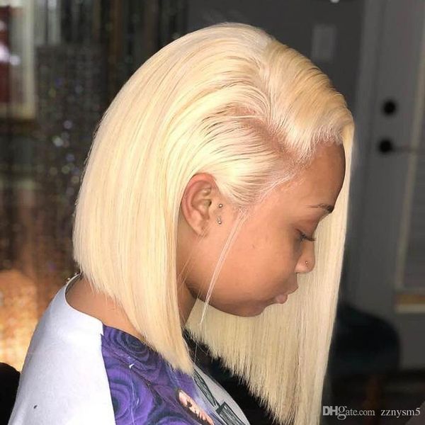 

human hair short lace front human hair wigs brazilian remy hair bob wig with pre plucked hairline with baby hairs, Black