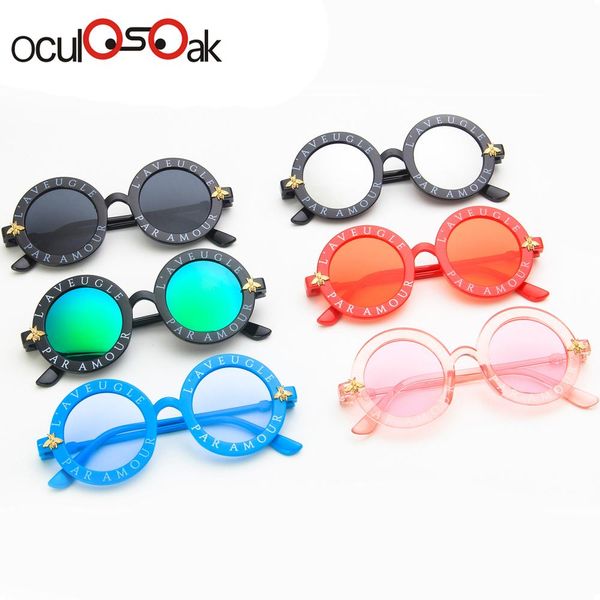 

oculosoak steampunk bee kids sunglasses boys girls luxury vintage children sunglasses round sun glasses oculos accessories gfxtf, Blue