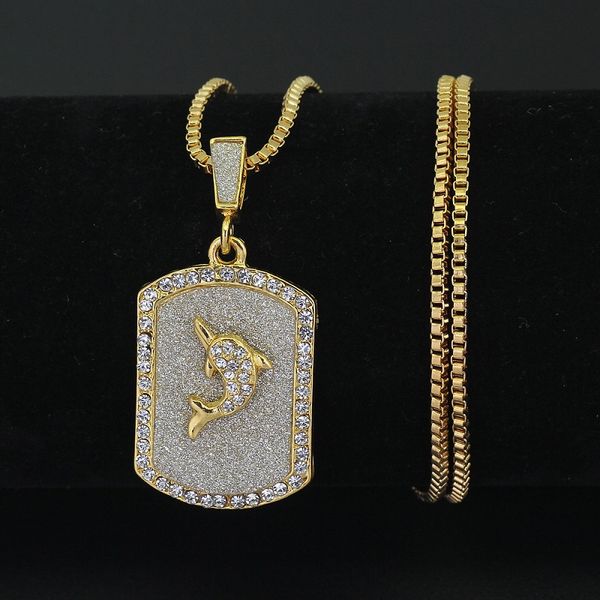

fashion mens hip hop necklace jewelry 2018 new iced out dog tag pendant necklace gold box chain, Silver