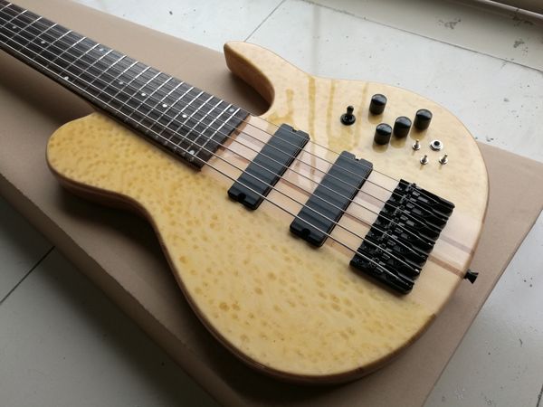 Custom 7 Strings Natural Elétrica Baixo GUITAR BABLE Pescoço Thru Body 24 Fretes Hardware Preto China Feito Siganture Bass