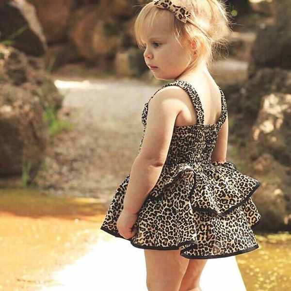 

kids designer clothes girls leopard dress children suspender princess dresses 2020 summer fashion boutique baby clothing z0214, Red;yellow