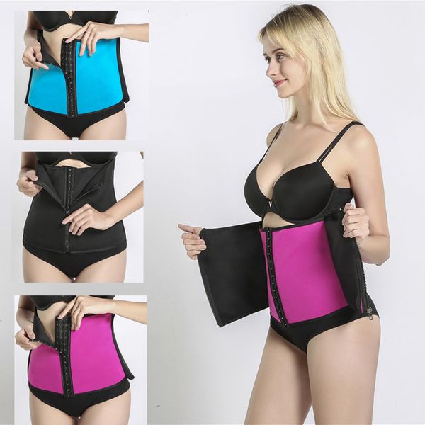 

women waist trainer corset cincher zipper body shaper for weight loss girdle tummy underwear shapewear workout shirt band, Black;gray