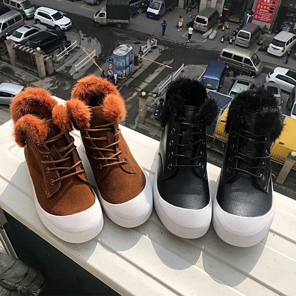 

autumn winter women ankle boots knitting wool flat bottom martin boots fashion casual shoes cotton-padded shoes adding cotton waterproof, Black