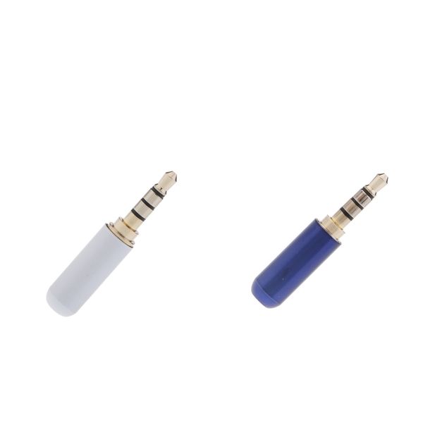 

3.5mm 4 pole trrs male plug headphone jack cable connector white+blue