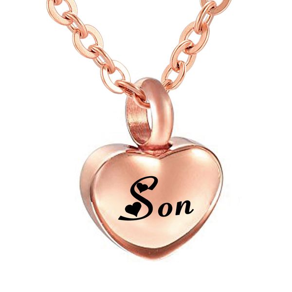 

cremation jewelry simple small rose gold heart cremation pendant ashes memorial necklace 316l stainless steel custom name, Silver