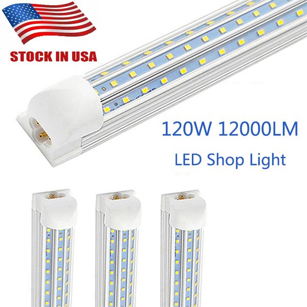 New D-Shaped 8 pés T8 Led Tubes Luz 4 pés 8 pés 120W Led cooler porta tubos de iluminação Freezer luzes double loja fileira dispositivo elétrico