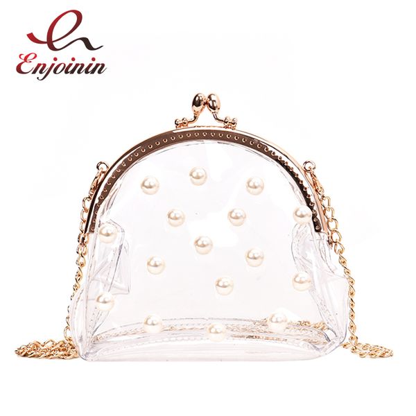 

fashion transparent pvc pearl shell ladies daily casual shoulder bag tote crossbody mini bag women clutch pouch handbag flap