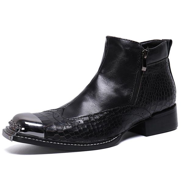 

men's fashion martin boots cowboy knight western motorcycle full grain leather stage british booties ankle crocodile performance shoes