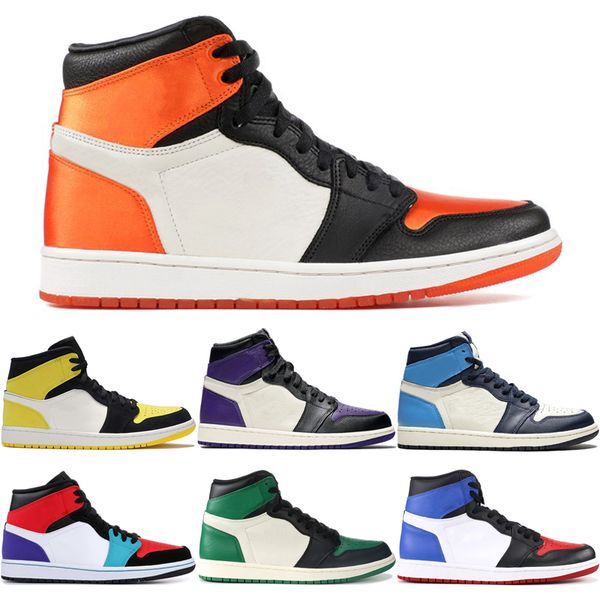 

with box 1 1s high og men basketball shoes obsidian spiderman unc first class flight pine green fearless mens athletic sports sneakers