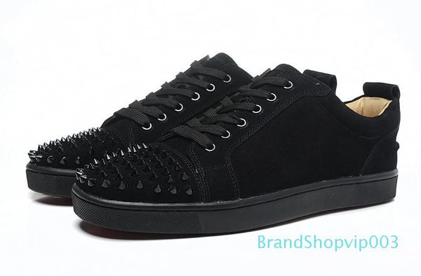 

2020 designer sneakers low cut spikes flats shoes red bottom for men and women leather sneakers with box, Black
