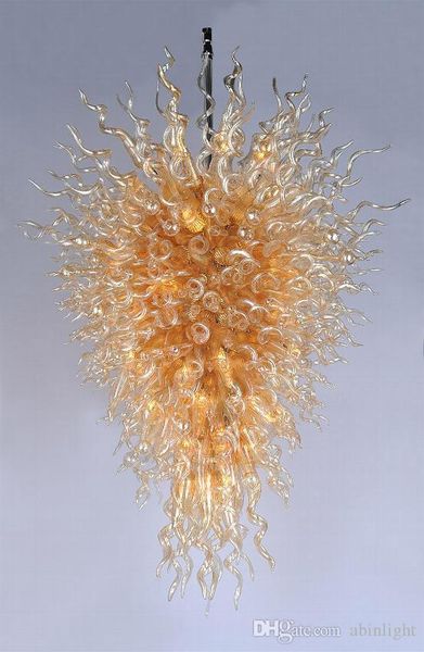 Bernsteinfarbene, handgefertigte Kronleuchter aus geblasenem Murano-Stil, Kunst-Dekor, moderne LED-Hängelampen, CE-UL-Zertifikat, Glas-Pendellampen