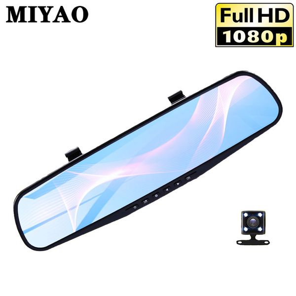 

car dvr camera full hd 1080p auto 7/4.3 inch rearview mirror digital video recorder dual lens registratory dvr cam dash camera