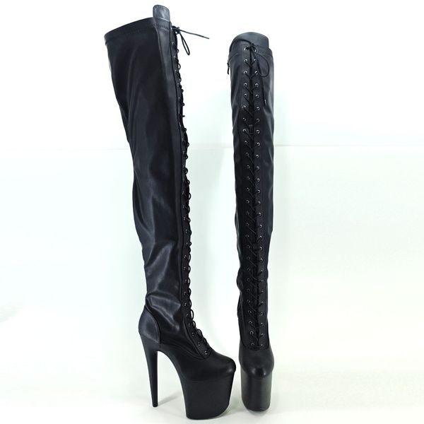 

leecabe 20cm/8inches pole dancing shoes high heel over knee closed toe pole dance boots, Black