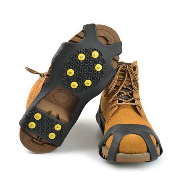 

10 steel studs ice cleats anti-skid snow ice climbing shoe spikes grips crampons cleats overshoes climbing gripper lxl766-1