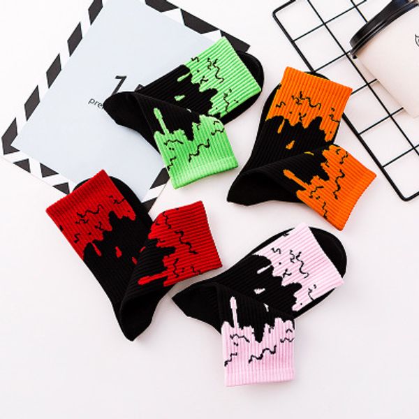 

fashion men and women socks new arrival sports long socks casual breathable printed stocking 4 colors mens underwear ma01, Black