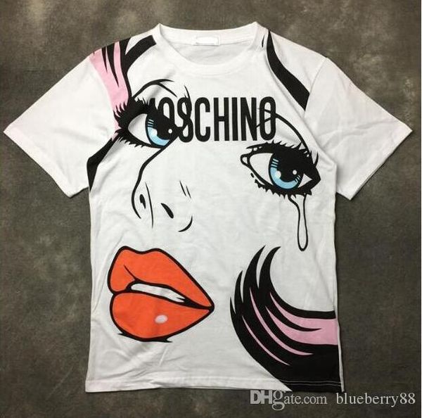

2019 модельер футболка люксовый бренд летняя одежда футболка глаза губы простой пр