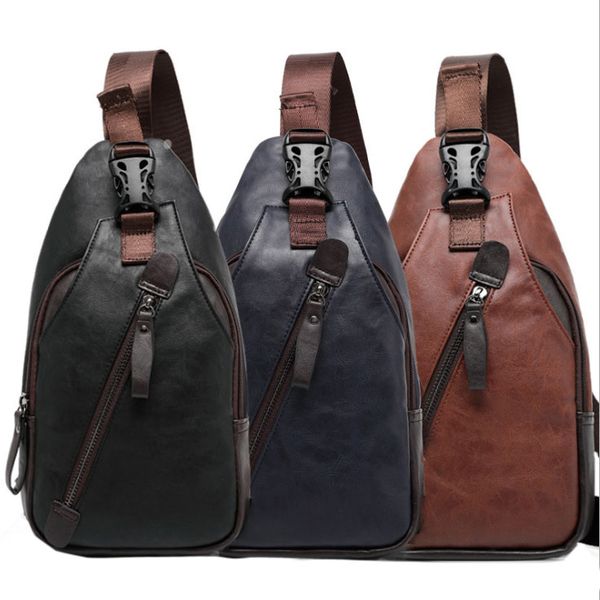 

new men leather travel cross body messenger shoulder fahion casual sling pack chest bag