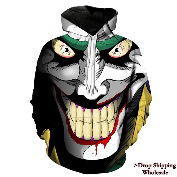 

funny men hoodie custom halloween crazy smile pullover long sleeve sweatshirt fashion stree coats cool sportwear big size, Black