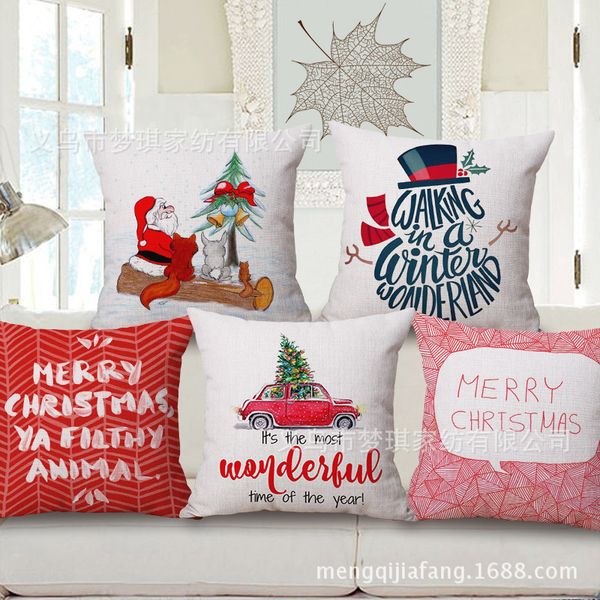 

new pattern santa claus embrace pillow case cotton and linen christmas fawn cushion sample between fashion back cushion