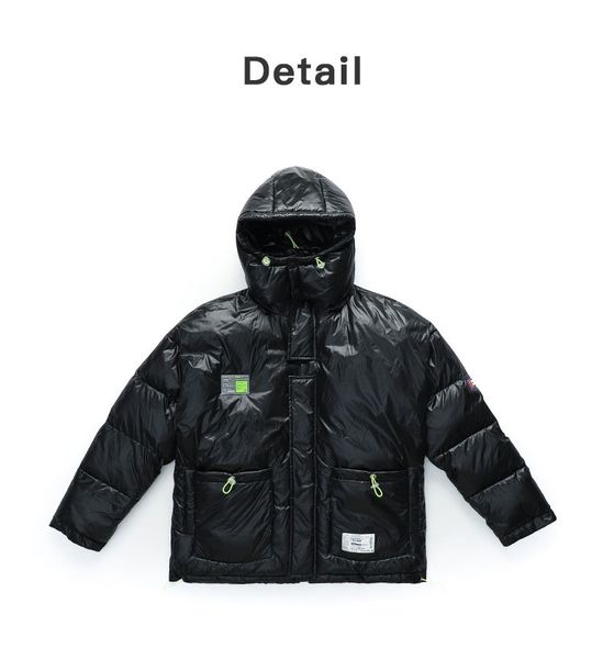 

mens designer down coat luxury badge sticker thick clothes brand casual warm hooded jackets winter outdoor streetwear excellent quality, Black