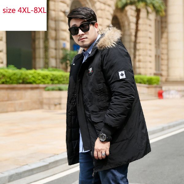 

2019 new arrival fashion men winter coat padded jacket long wool collar thick mens winter mens plus size 4xl 5xl 6xl 7xl 8xl, Black