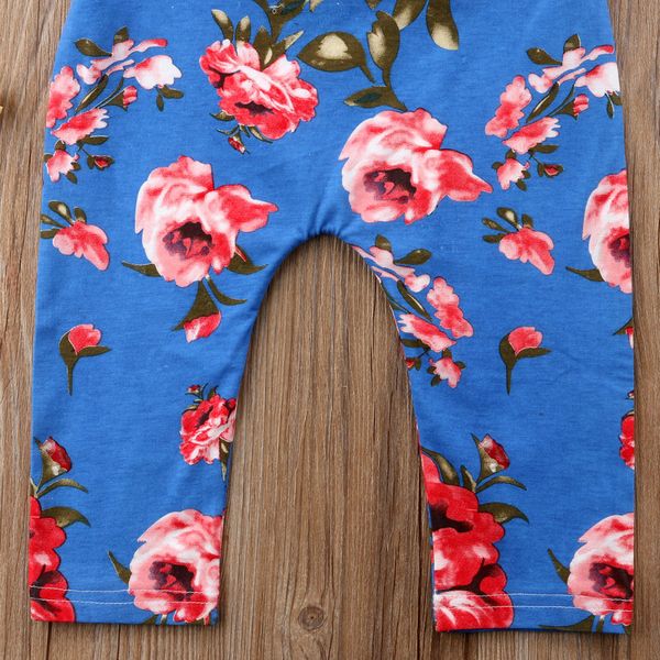 

baby infant girl floral cotton overalls lace halter romper outfit sunsuit baby clothing, Blue