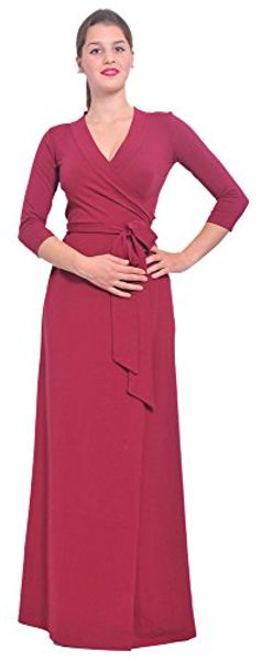 

marycrafts womens long sleeve maxi full length wrap crossover dress, Black;gray