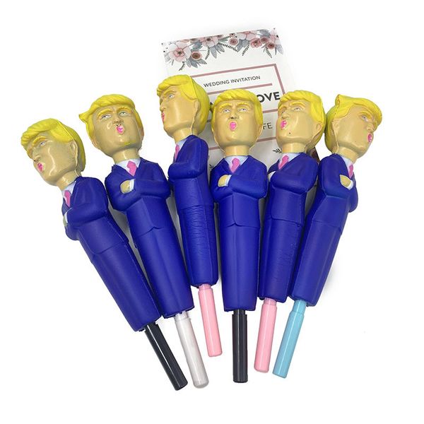 

donald trump pen squishy toys squeeze slow rebound simulation cartoon president pens for us general election, Blue;orange