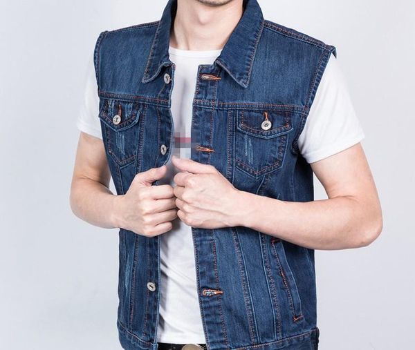 

a1465 2019 new spring autumn youth pop men slim sleeveless big size handsome fashion denim vest wholesale, Black;white