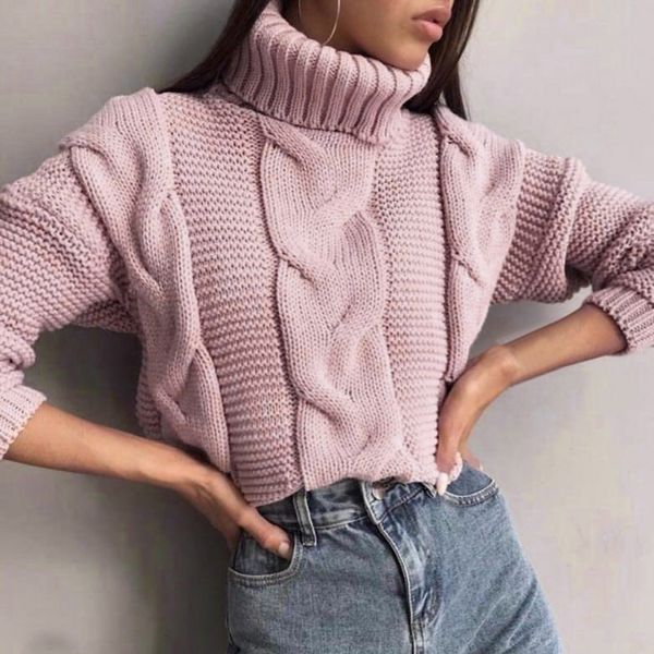 

long sleeve autumn winter sweater for women white knitted sweatersfashion 2019 turtleneck sweater female pullover jumper, White;black