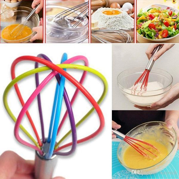 

kitchen egg frother milk beater blender colorful silicone balloon wire whisk stainless steel whisk mixer kitchen utensils new