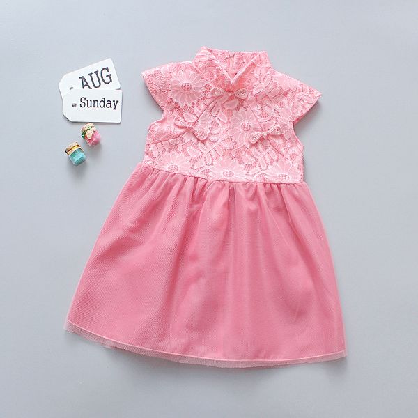 

infant style baby girls lace summer fashion cute dress chinese style cheongsam, Red;yellow