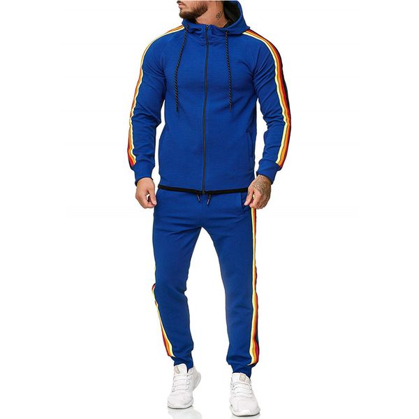 

litthing new men sets hoodies+sweatpants sporting mens gradient zipper print sweatshirt pants sets sport suit tracksuit 5xl, Black