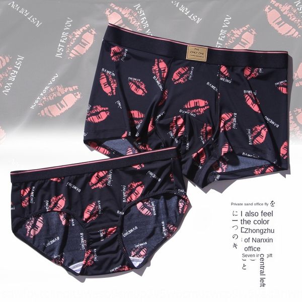 

горячие красные губы пара ice шелковый ультратонкий мужские боксер брюки модальный чистого хлопка сексуальные милые женщин треугольник нижне, Black;white