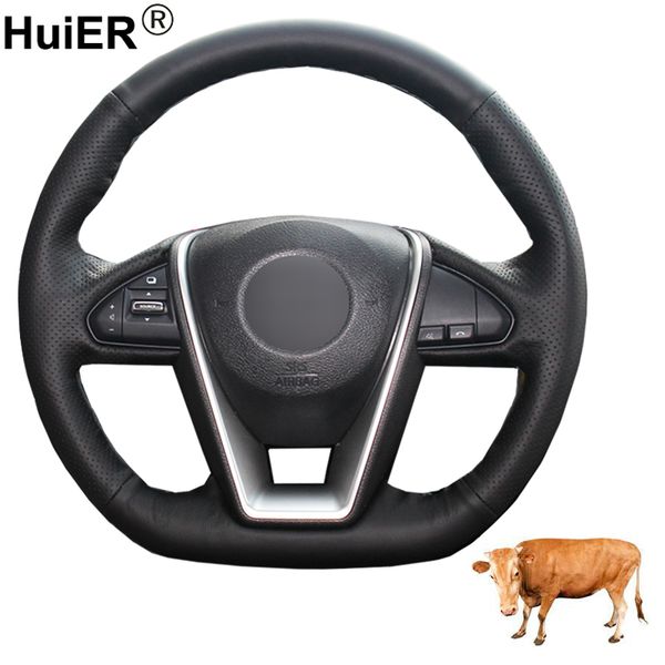 

hand sewing car steering wheel cover cow leather for lannia 2015 2016 2017 2018 2019 2020 maxima 2016-2020 volant