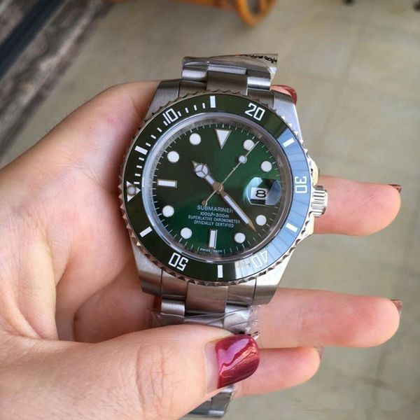 

luxury asia 2813 mechanical 40mm 116610 ceramic green dial/ bezel new style random serial automatic fashion men' watches, Slivery;brown